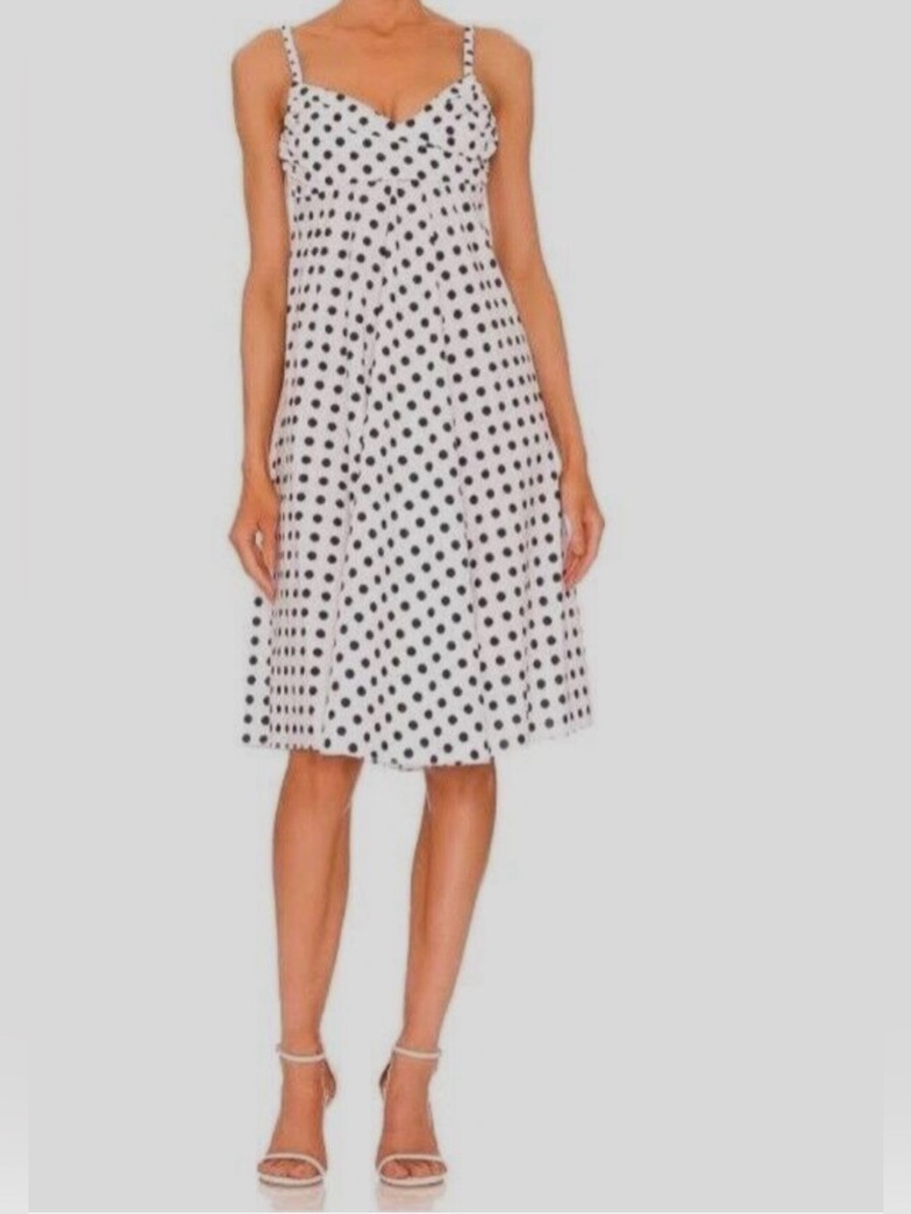NWT Caroline‎ Constas Phoebe Midi Dress – White/Black Polka Dot – Cotton – XS